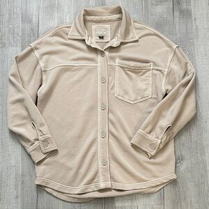 American Eagle Outfitters Beige Button Down Shirt